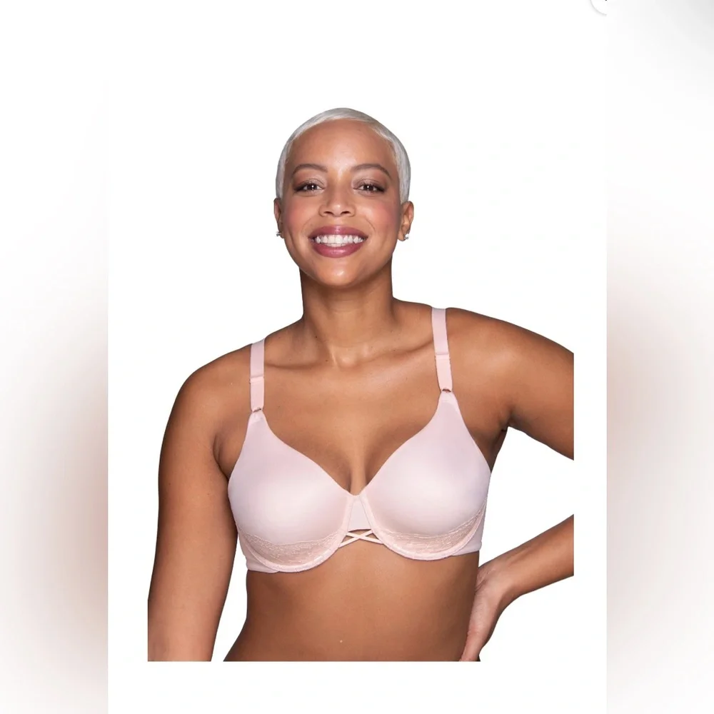 NWOT Women’s Vanity Fair Lace Detail Bra - Soft Pink - Picture 2 of 4
